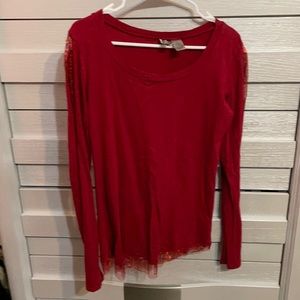 Red sequin long sleeve top